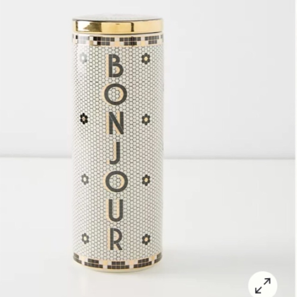Anthropologie RARE Bistro Tile Bonjour Canister New In Box New With Tag - Picture 2 of 11